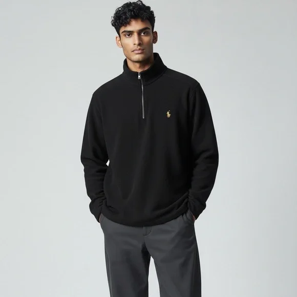 Polo Ralph Lauren Black Quarter Zip Pullover Sweater Size S - Picture 10 of 15